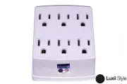 6 Outlet Wall Plug Adapter Adaptor Tap 125v 1875 Watts 15 Amps Power Expander