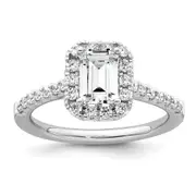 14K White Gold Lab Grown Diamond VS/SI+ G+ Emerald Halo Semi-mount Engagement R