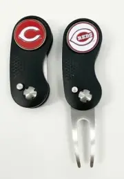 GOLF SWITCHBLADE Cincinnati Reds DIVOT REPAIR TOOL + Ballmarker Black