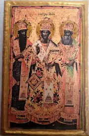 Three Holy Hierarch Saints Gregory St John St Basil Tinos Greek Orthodox Icon