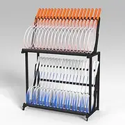 Commercial Mobile Racket Display Shelf for Badminton/Tennis, Adjustable Training Equipment Organizers Holder, Gymnasium/Court/Clubs/Large Capacity Racquet Rack