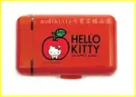 ASDFKITTY可愛家☆KITTY紅蘋果印章盒含印泥-有附印章清潔刷歐-日本正版商品全新