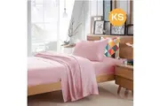 King Single Size Light Pink Color Poly Cotton Fitted Sheet Flat Sheet Pillowcase Sheet Set