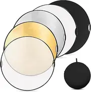 MSKIRA 43''/110cm 5-in-1 Collapsible Round Multi-Disc Light Reflector Photography Studio Photo Camera Lighting Reflector Diffuser Kit with Bag for Photo Video Portrait Photography Outdoor Lighting