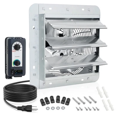 10 inch Shutter Exhaust Fan with Speed & Thermostat Control, 1200 SQ.Ft Cover...