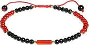 [Wizock] Black Agate Column Cylinder Tube Ankle Bracelets for Women Semi Precious Gemstone Beaded Anklet Bringing Good Luck Beach Foot Chain, Stone, Agate