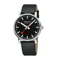 在飛比找ETMall東森購物網優惠-MONDAINE 瑞士國鐵 evo2 時光走廊腕錶 黑面皮錶