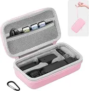 BRDRC Osmo Pocket 3 Case, Portable Carrying Bag Protective Hard Storage Bag for DJI Osmo Pocket 3 Creator Combo Camera Accessories with Wrist and Carabiner (Pink)