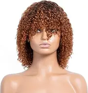 RAGMZZE Human Hair Wigs Short Curly with Bangs for Black Women Human Hair Wigs 100% Brazilian Curly Machine Washable Glueless Pixie Cut