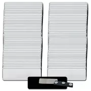 100 BLANK 1 X 3 SILVER NAME BADGE KIT (U) TAGS 1/8" CORNERS MAGNETS CLEAR LABELS