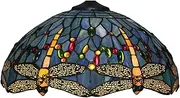 16 Inch Blue Dragonfly Lamp Shade Replacement Only Tiffany Stained Glass Lamp Chimney Vintage Handmade Light Cover Accessories Fit for Table Lamp Pendant Lights Floor Lamps Ceiling Fixture,A KeYJ