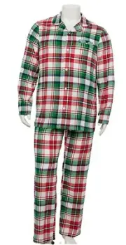 Mens' flannel plaid pjs pajamas NWT mens big & tall XLT red green white $54 XL T