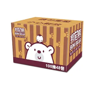 【BeniBear邦尼熊】復古酒紅條紋抽取式衛生紙100抽8包6袋