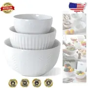 Elegant Nesting Ceramic Mixing Bowls Set - 5/3/1.5 QT - Oven & Microwave Safe