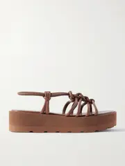 [Gianvito Rossi] Gianvito Rossi - Hebe 45 Knotted Leather Platform Sandals - Brown - IT39 IT 39 Brown
