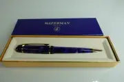 Waterman Ball Point Pen Blue Black Marble Medium Point Blue Ink - New in Box