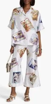Zimmerman Printed Silk Crepe Pants. Size 3/ US 10. Kickflare Summer