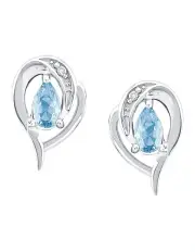 [Amor] Cubic Zirconia Stud Earrings In Blue