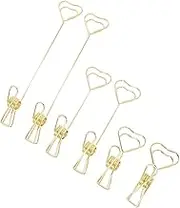 Tofficu 6pcs Heart Shaped Memo Clip Holder Stand Stylish Note Card Holder for Desk Multifunctional Organizer for Memos Photos and Place Cards for Office and Home Use