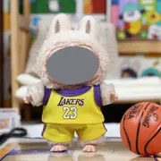 Labubu Baby Clothes 17cm Labubu Cloth Clothes Heartbeat Macaron Vinyl Face Doll Baby Clothes Replacement——style:23 jersey two-piece set