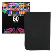 50pc Adult Coloring Book Artist Grade Colored Pencil Set with Case, Art Drawing