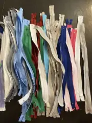 15 in nylon zippers assortment of colors, 60 pc count, bulk
