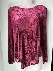 Ultra Pink Velvet Romantic Whimsy Festival Top Flared Sleeve Sz Small NWT Sheer