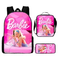在飛比找蝦皮購物優惠-熱賣跨境新款芭比公主書包三件式粉色barbie女孩書包大容量