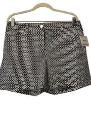 Anne Klein Shorts Black White Geometric Pattern Shorts Sz 10 NWT