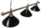 Pool Snooker Billiard Table Lighting - Brushed Stainless Light (3 x Black Shades) 61 Inch