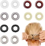 XYTAHDM Pack of 12 Spiral Hair Bobbles, Telephone Cable Hair Bobbles, Elastic Hair Scrunchie, Hair Band, Telephone Cable for Girls and Women