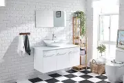 Bathroom Cabinet large single basin with double marble top bench. Vanity MD657W