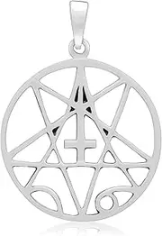 [SilverMania925] 925 Sterling Silver Inverted St Peter Cross Pentagram Satanic Lucifer Pendant, Sterling Silver, No Gemstone