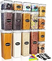 Anshine Airtight Food Storage Containers Set - 16pack Pantry Storage Containers Cereal Containers Organizers for Kitchen Food Storage, 100% Leak-Proof Lids BPA Free