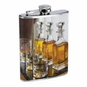 Whiskey Images D8 Flask 8oz Stainless Steel Hip Drinking