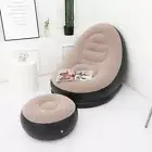 Inflatable Lounge Chair Set with Footrest - Velvet Flocked Lazy Sofa for Adults