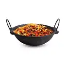 Traditional Indien Handmade Cast Iron Kadai For Cooking and deep Frying 10''