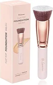(Rose Kabuki Single) - Foundation Makeup Brush Flat Top Kabuki for Face - Perfect For Blending Liquid, Cream or Flawless Powder Cosmetics - Buffing, Stippling, Concealer - Premium Quality Synthetic Dense Bristles