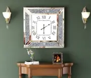 Gliter Deorative Wall Clock 24 inch - Large Mirrored Clock for Wall Living Room