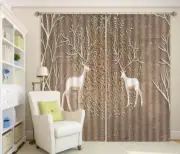 Two Vast And Hazy Elk 3D Curtain Blockout Photo Printing Curtains Drape Fabric