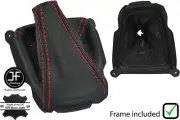 RED STITCH LEATHER GEAR BOOT + PLASTIC FRAME FITS MITSUBISHI FTO 1994-2001
