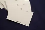 50 Stamp Dealer Cards, White Background with Clear Window, Stamp Collecting