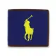 美國百分百【全新真品】Ralph Lauren 皮夾 RL 短夾 Polo 帆布 大馬 鈔票 名片 寶藍底黃馬 C492