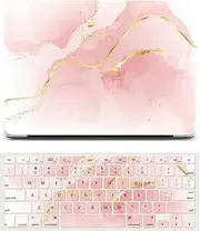 MacBook Air 13 Inch Laptop Case Compatible with 2010-2017 Models A1466 A1369 - Plastic Hard Shell Cover & Keyboard Skin - Pink Marble