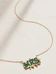 [Diane Kordas] Diane Kordas - Mrs. 18-karat Gold, Emerald And Diamond Necklace - One size One size Gold