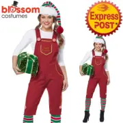 CA837 Ladies Santa Elf Workshop Helper Christmas Xmas Fancy Dress Costume Outfit