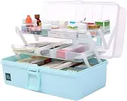FOREVERIE 3 Layer Medicine Box Large, Empty First Aid Box, Multipurpose Plastic Tool Box, Fishing Tackle Box, Sewing Box Organiser, Office and Arts & Crafts Supplies Plastic Storage Containers (Blue)