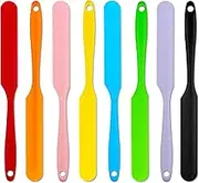 Binxus 8pcs Silicone Jar Scraper Spatulas Mini Silicon Scraper Tool with Long Handle Heat Resistant Non-Stick Kitchen Baking Cooking for Jars Blenders Cooking Stirring (Colorful)