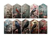 10 Pcs Beautiful Birds Small Tags Junk Journal Scrapbook USA You Pick