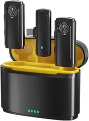 Wirel Microphone System with 1 + 2 Transmitters + 1 Charging Box 20M Transmission Built-in Battery for pe-C Android Phones Live Interview Vlog